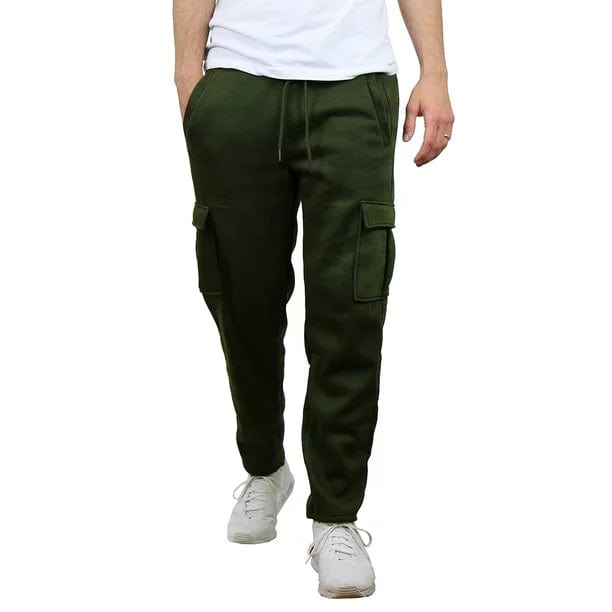 Men's Fleece Cargo Sweatpants With Open Bottom (Sizes, S-2XL)