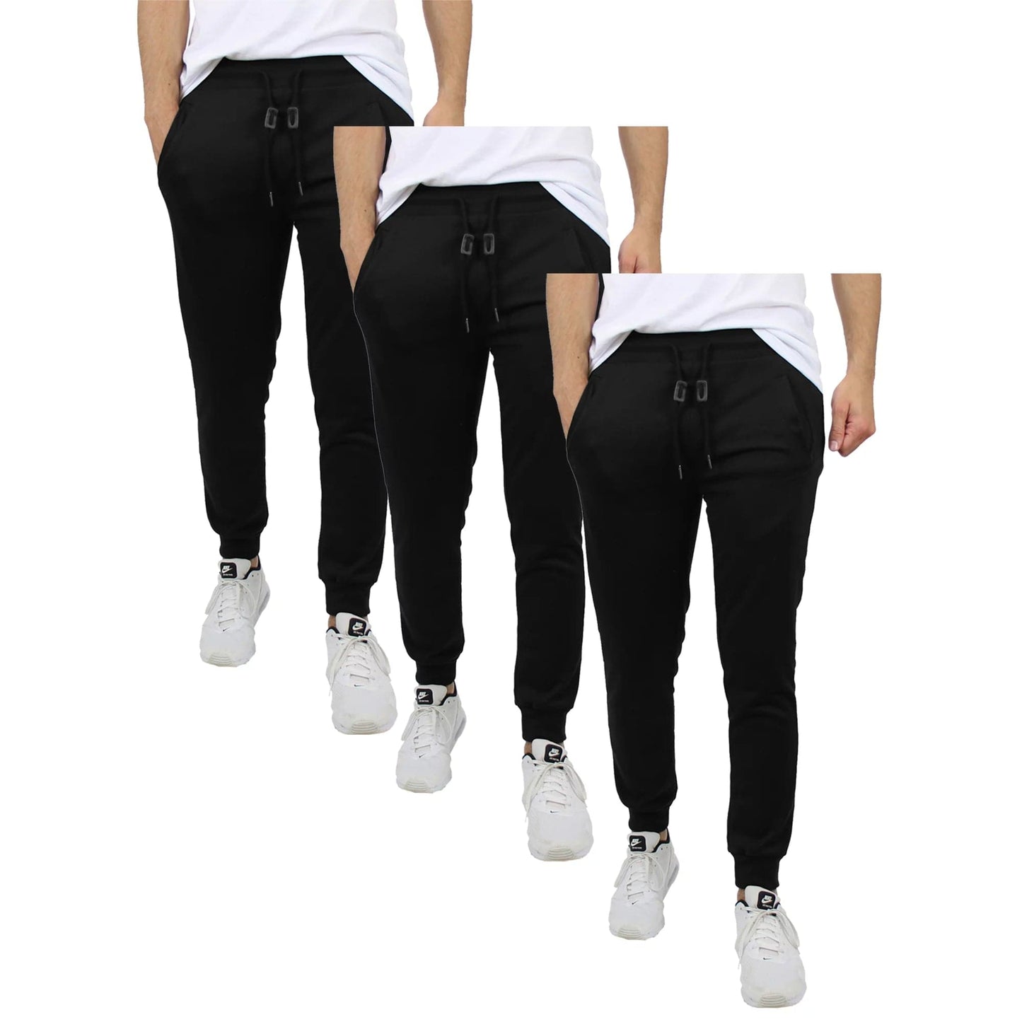 3-Pack Men's Fleece & French Terry Slim-Fit Jogger (Size, S-2XL) - GalaxybyHarvic