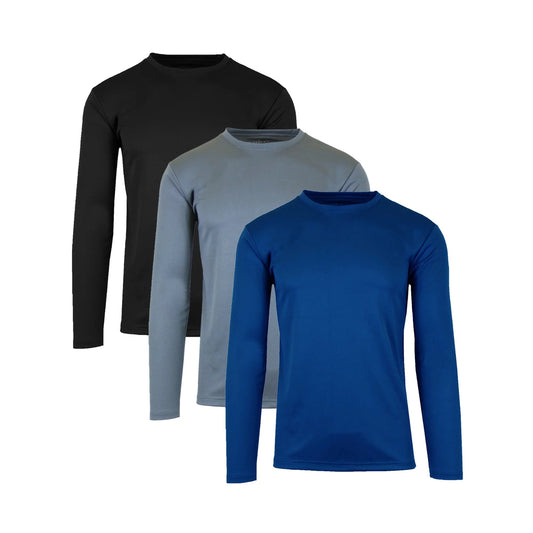 Men's Moisture Wicking Long Sleeve Performance Crew Neck Tagless Tee (Sizes, S-2XL) - GalaxybyHarvic