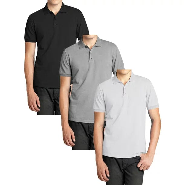 3-Pack Men's Short Sleeve Pique Polo Shirts (S-5XL) - GalaxybyHarvic