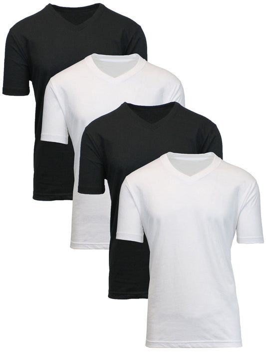 Men's (4-Pack) Short Sleeve V-Neck Modern Fit Classic Tees (S-3XL) - GalaxybyHarvic