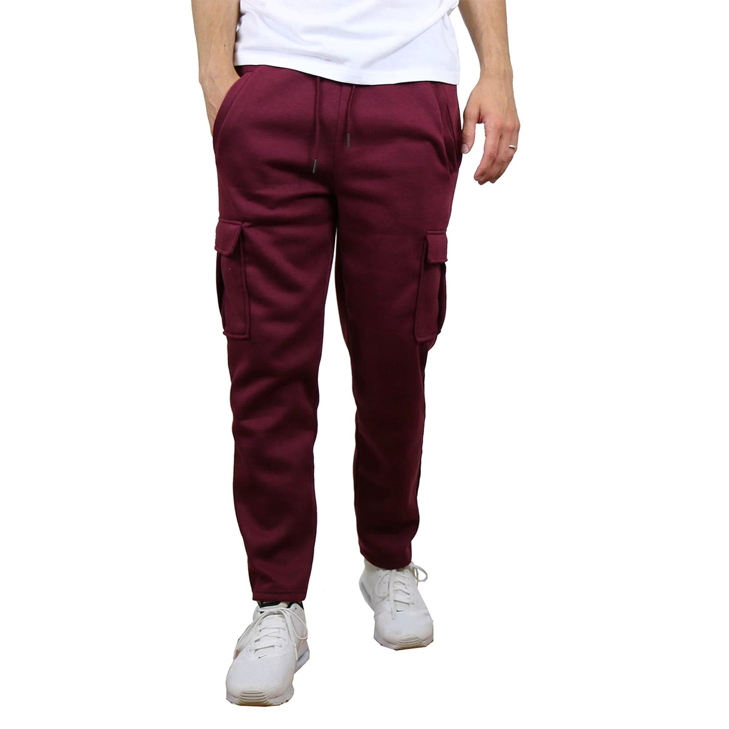Men's Fleece Cargo Sweatpants With Open Bottom (Sizes, S-2XL)