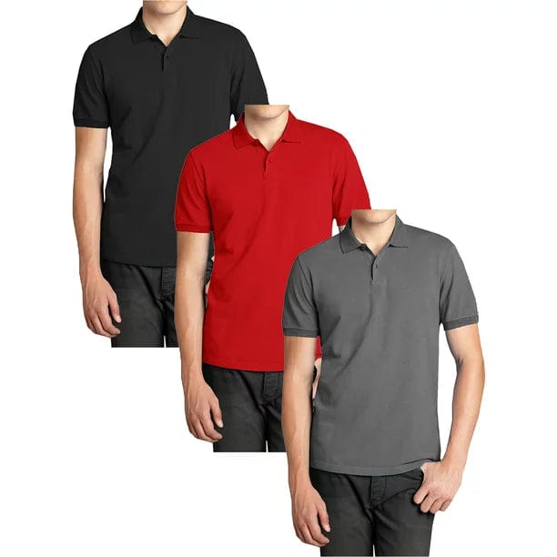3-Pack Men's Short Sleeve Pique Polo Shirts (S-5XL) - GalaxybyHarvic
