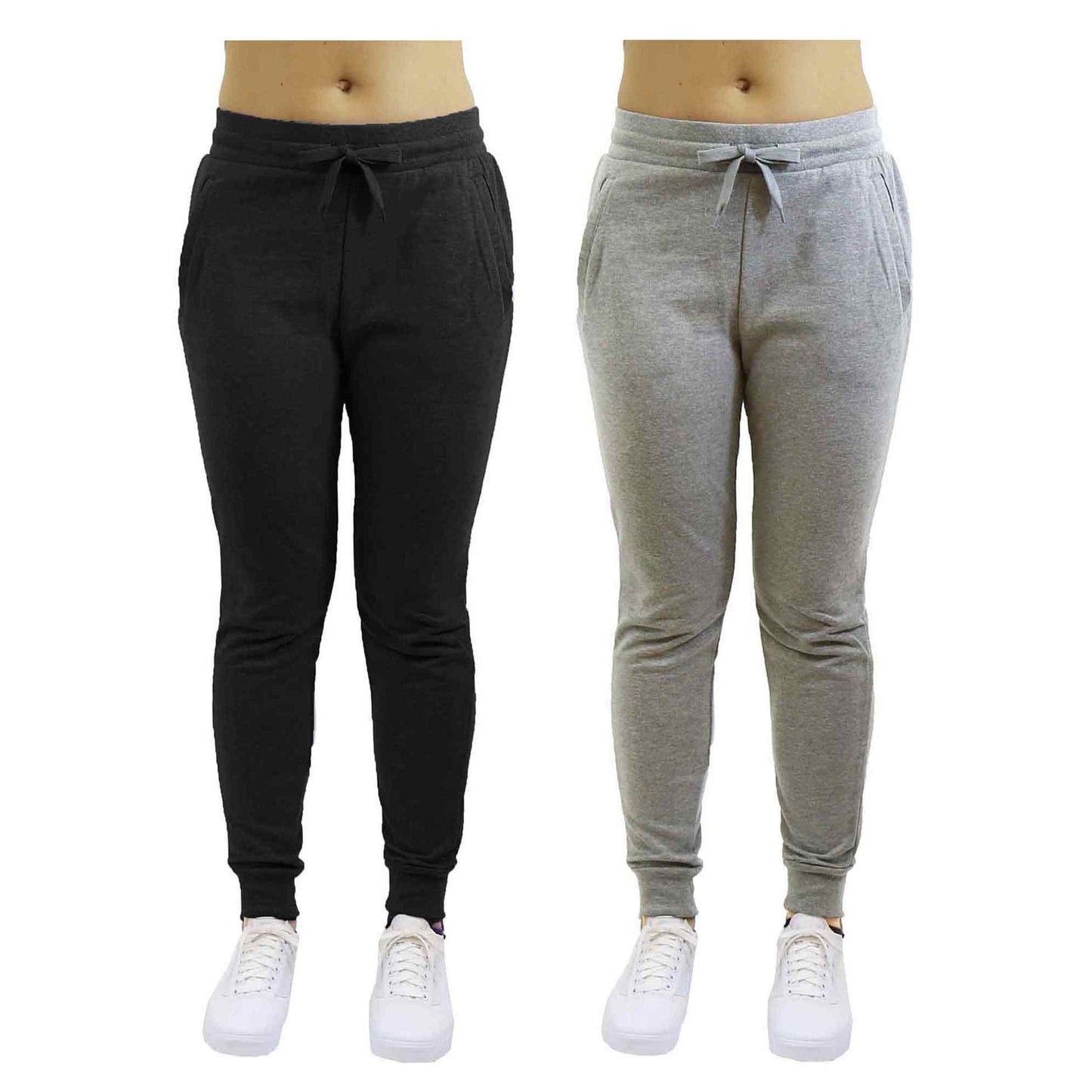GBH Women's Slim Fit Fleece Jogger Sweatpants with Zipper Pockets 2-Pack - GalaxybyHarvic