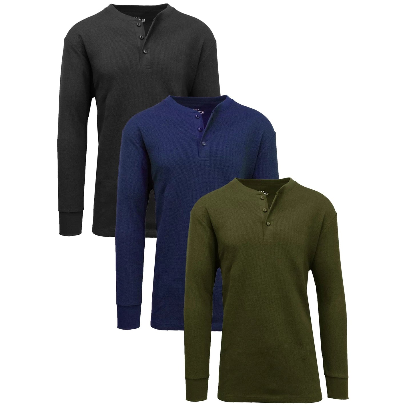 3-Pack Mens Long Sleeve Henley Thermal Tee (S-3XL) - GalaxybyHarvic