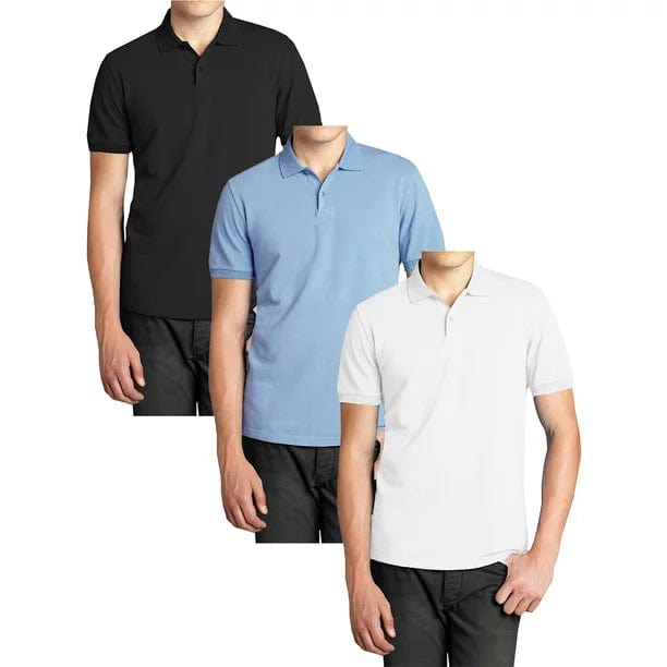 3-Pack Men's Short Sleeve Pique Polo Shirts (S-5XL) - GalaxybyHarvic