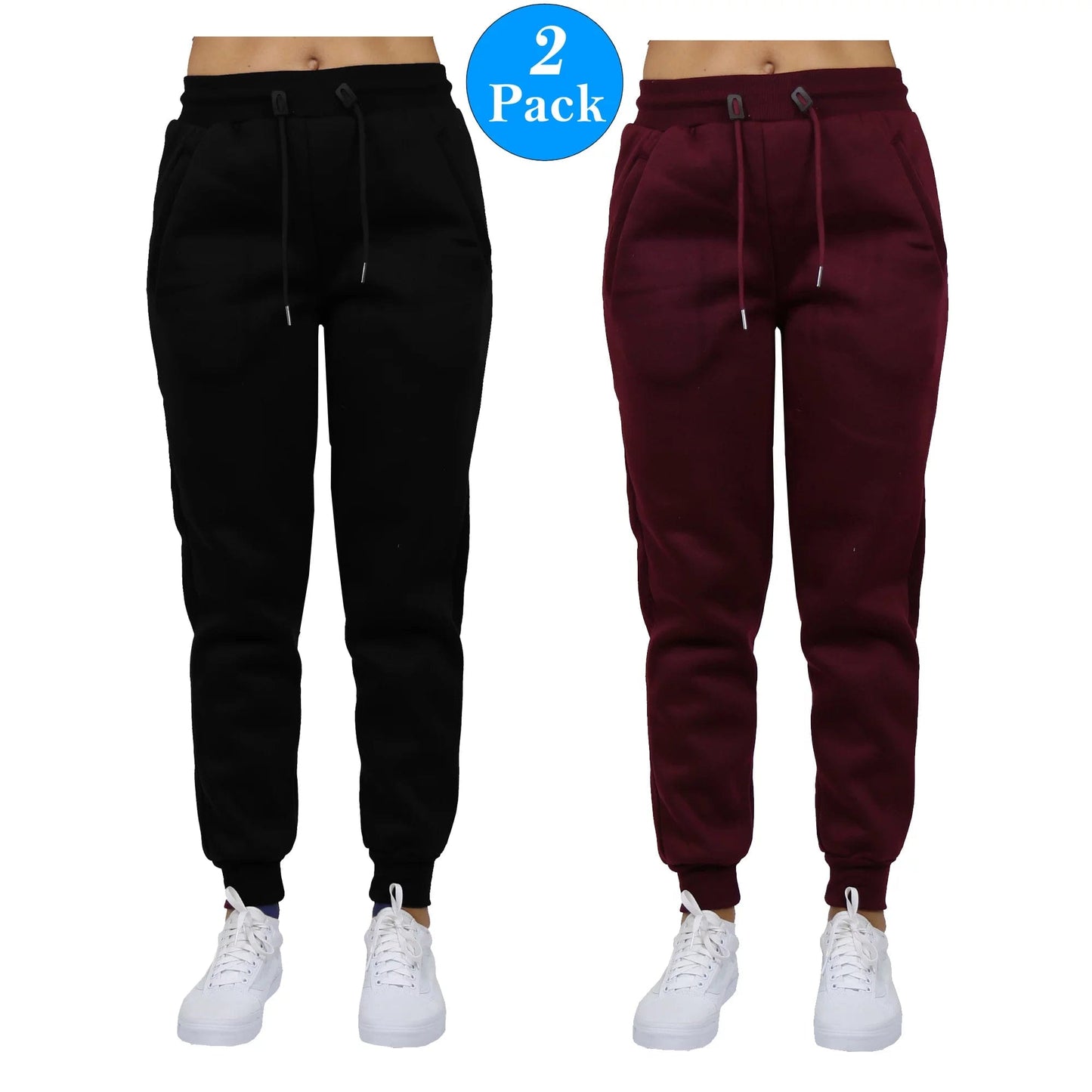 GBH Women's Slim Fit Fleece Jogger Sweatpants with Zipper Pockets 2-Pack - GalaxybyHarvic