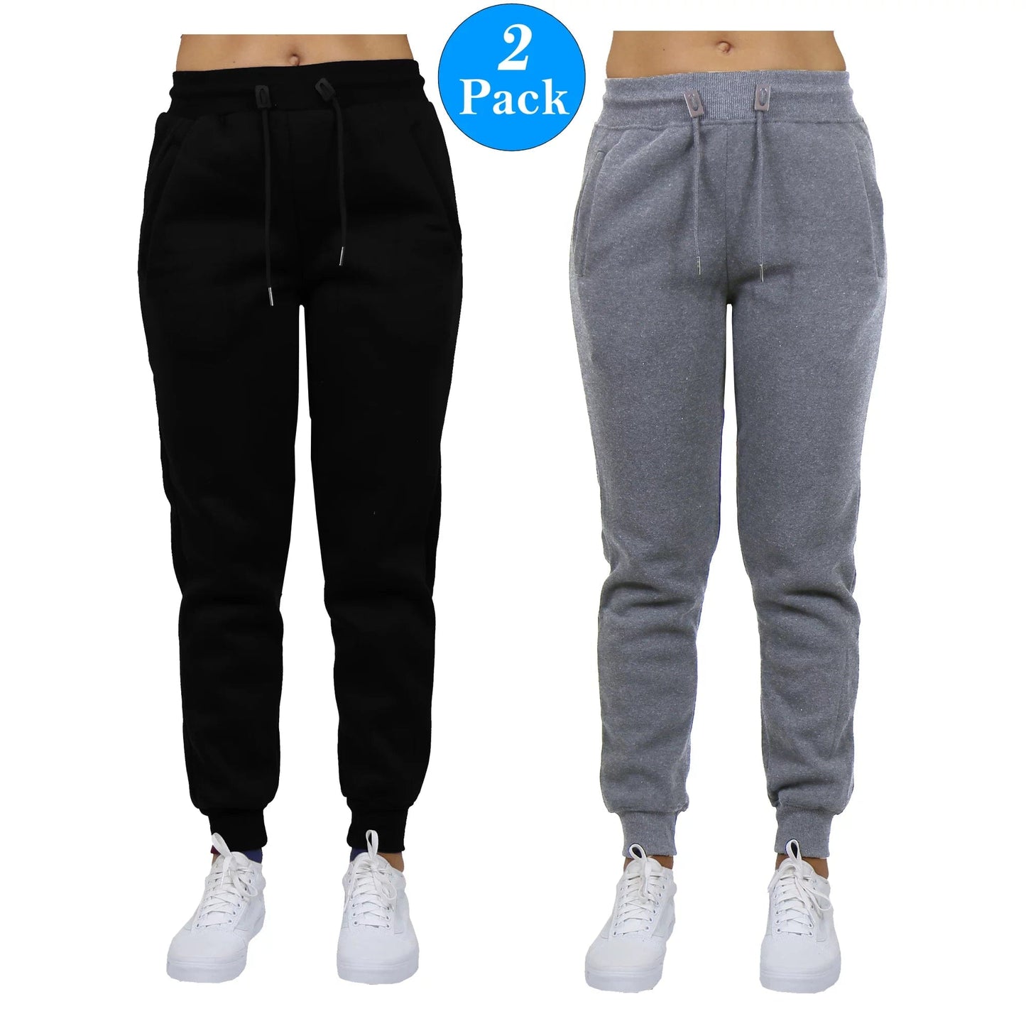 GBH Women's Slim Fit Fleece Jogger Sweatpants with Zipper Pockets 2-Pack - GalaxybyHarvic