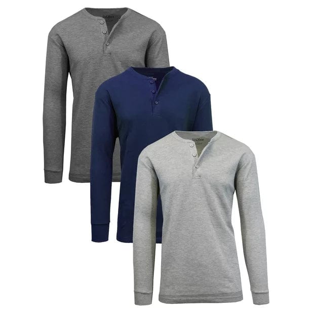 3-Pack Mens Long Sleeve Henley Thermal Tee (S-3XL) - GalaxybyHarvic