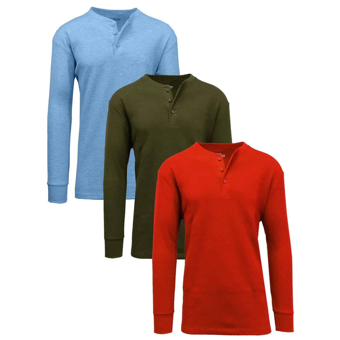 3-Pack Mens Long Sleeve Henley Thermal Tee (S-3XL) - GalaxybyHarvic