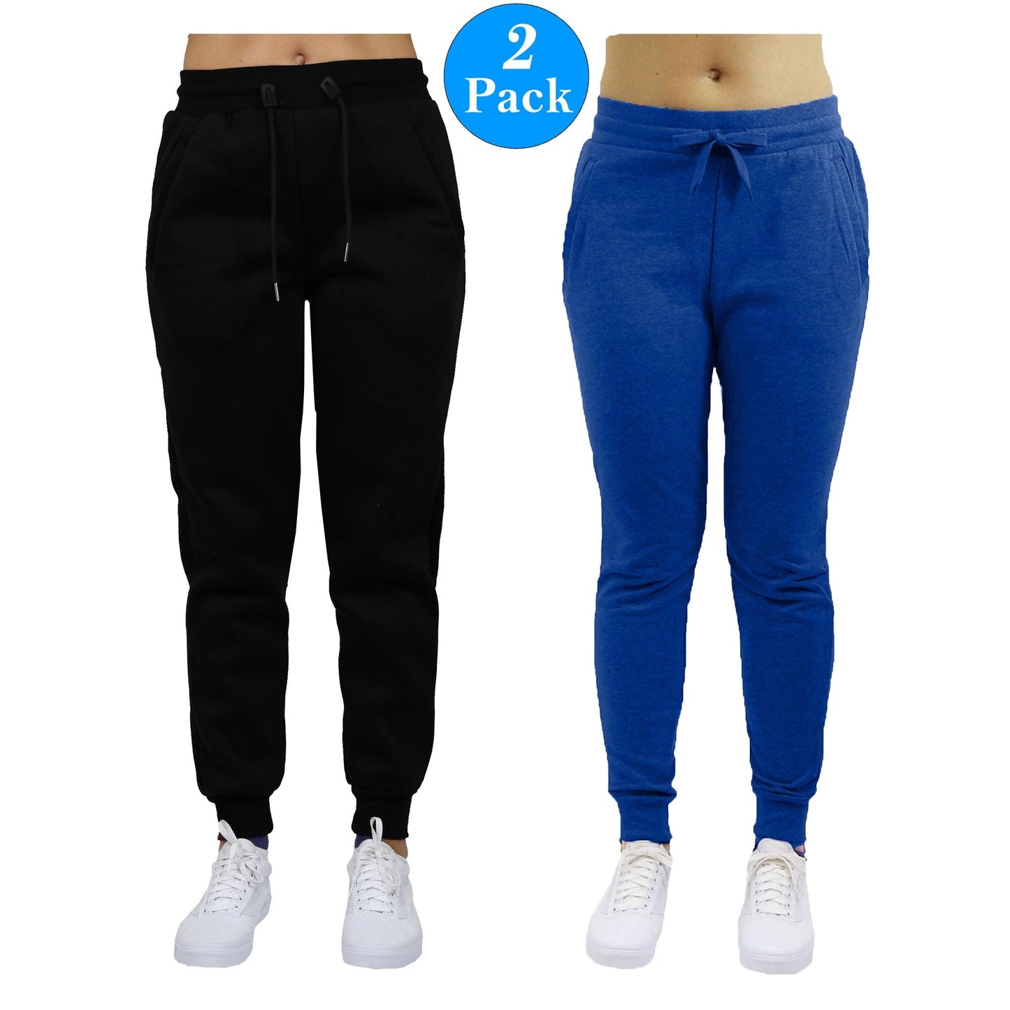 GBH Women's Slim Fit Fleece Jogger Sweatpants with Zipper Pockets 2-Pack - GalaxybyHarvic