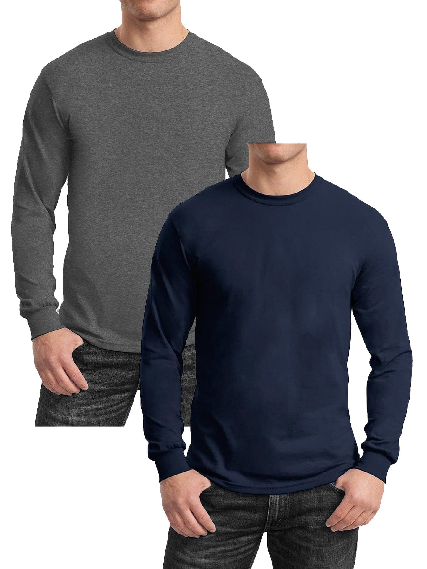 GBH Camiseta de manga larga de mezcla de algodón egipcio para hombre, paquete de 2 (S-2XL)