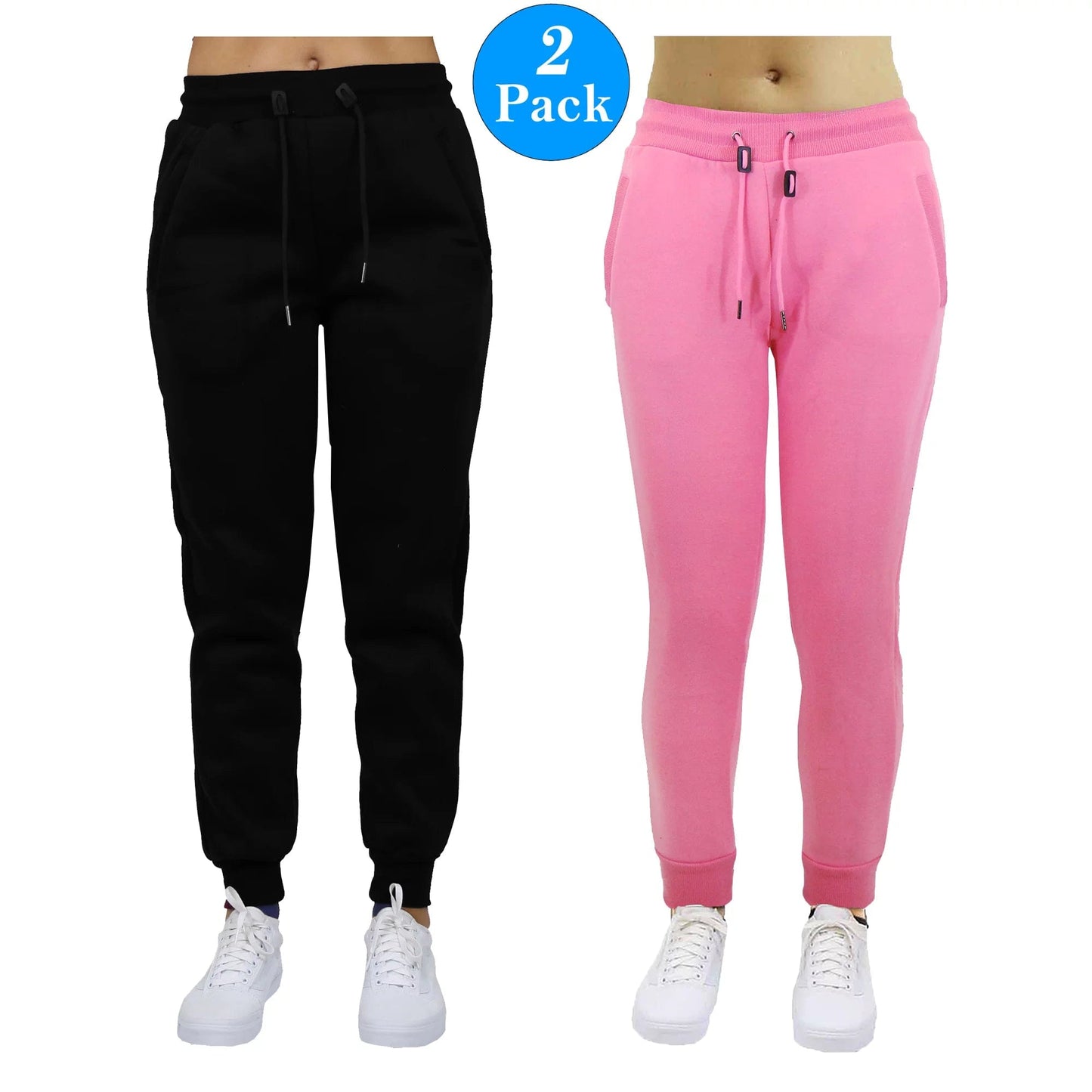 GBH Women's Slim Fit Fleece Jogger Sweatpants with Zipper Pockets 2-Pack - GalaxybyHarvic