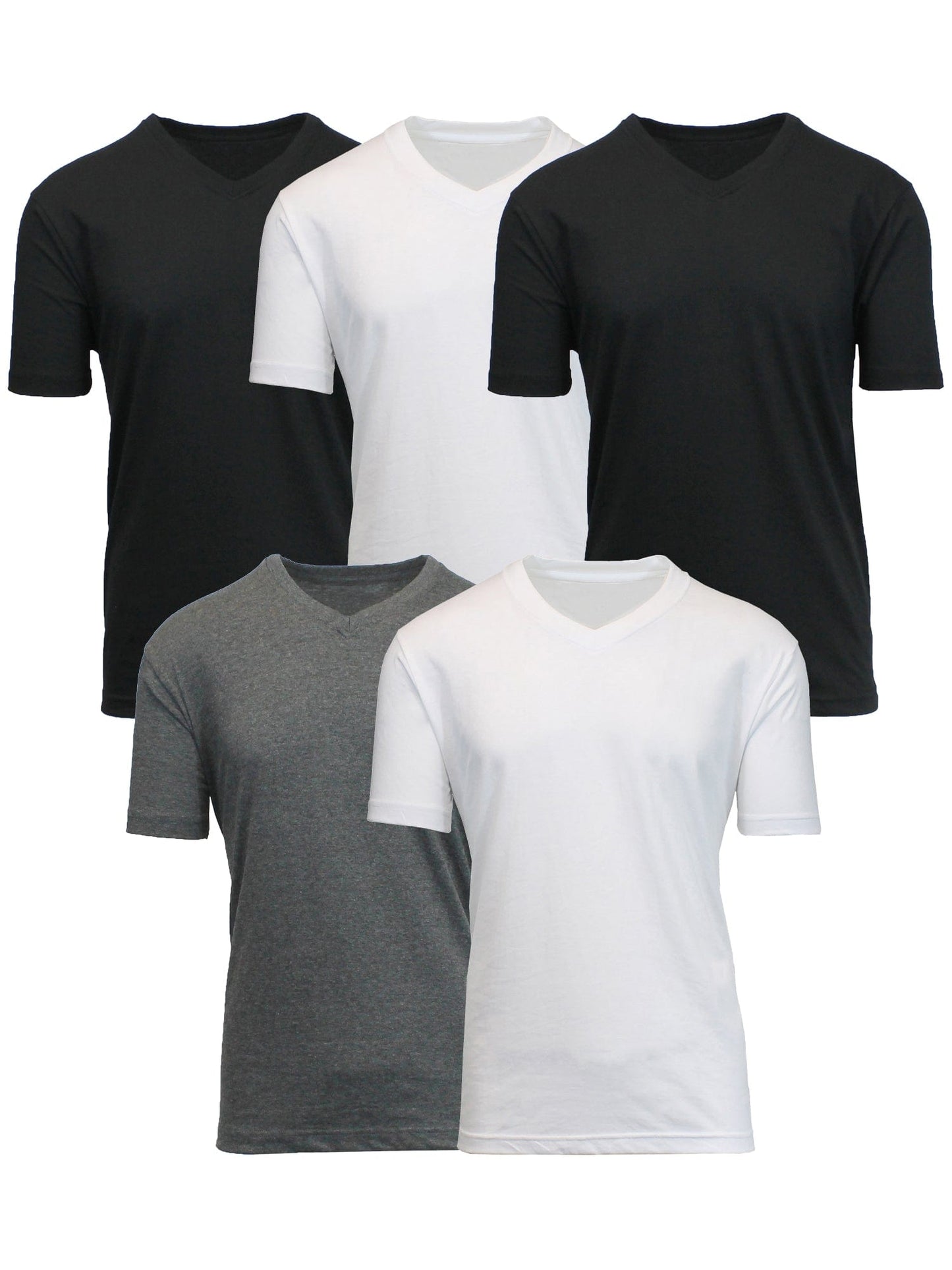 5-Pack Men's Short Sleeve V-Neck Modern Fit Classic Tees (S-3XL) - GalaxybyHarvic