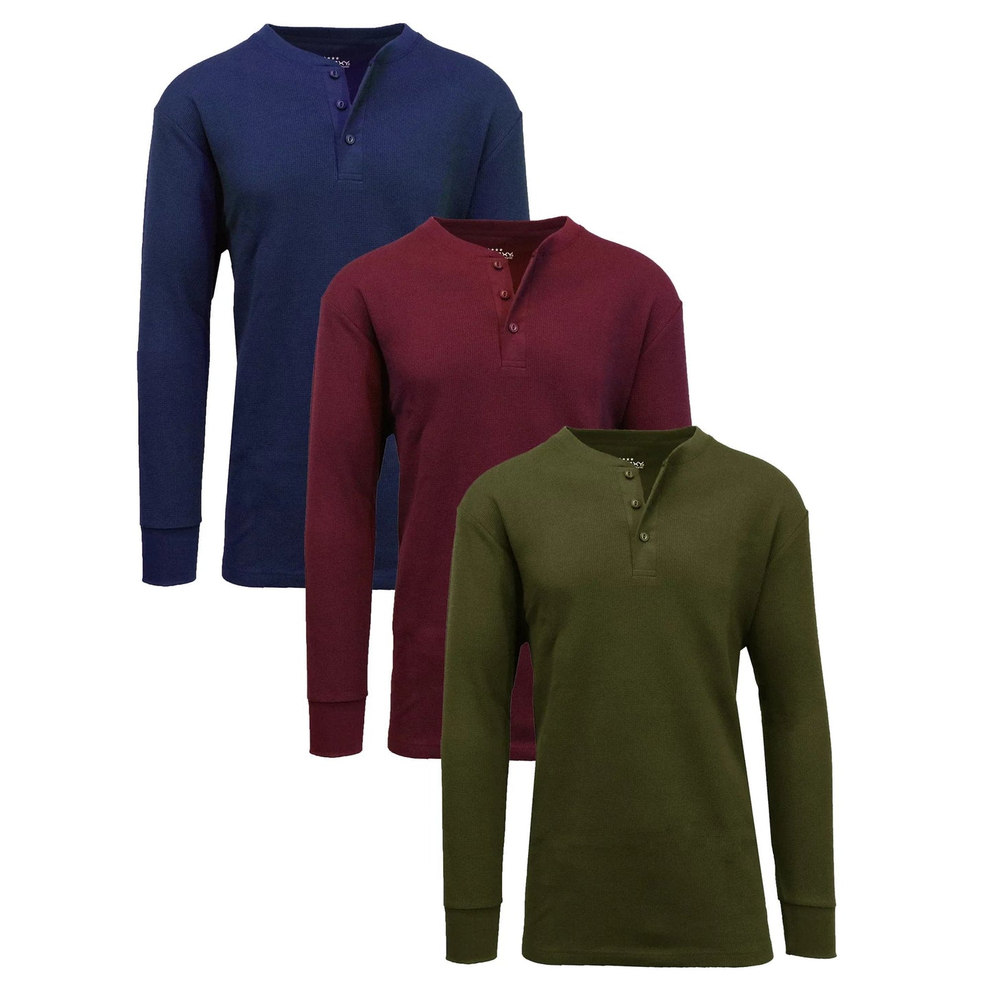 3-Pack Mens Long Sleeve Henley Thermal Tee (S-3XL) - GalaxybyHarvic