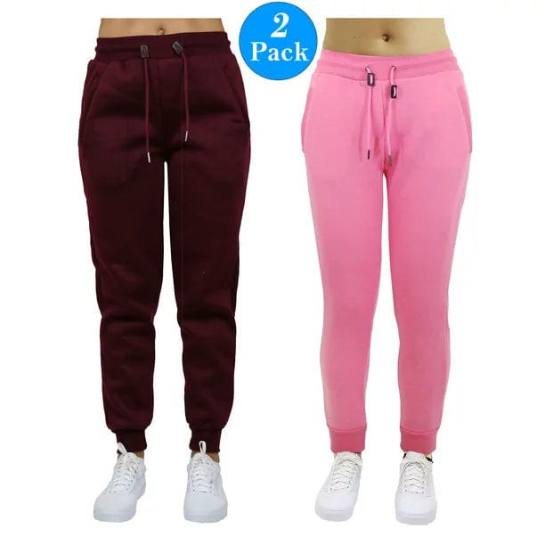 GBH Women's Slim Fit Fleece Jogger Sweatpants with Zipper Pockets 2-Pack - GalaxybyHarvic