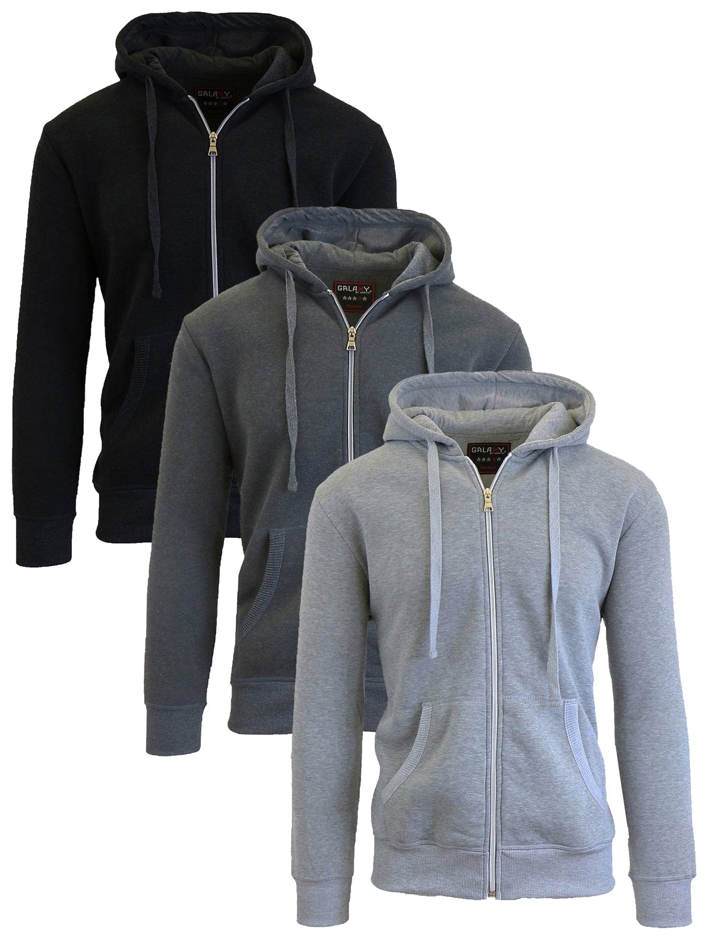 3-Pack Galaxy By Harvic Boy's Fleece-Lined Zip Hoodie (S-XL) - GalaxybyHarvic