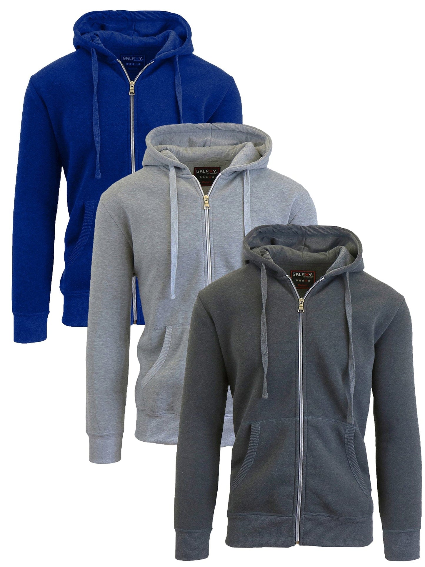 3-Pack Galaxy By Harvic Boy's Fleece-Lined Zip Hoodie (S-XL) - GalaxybyHarvic