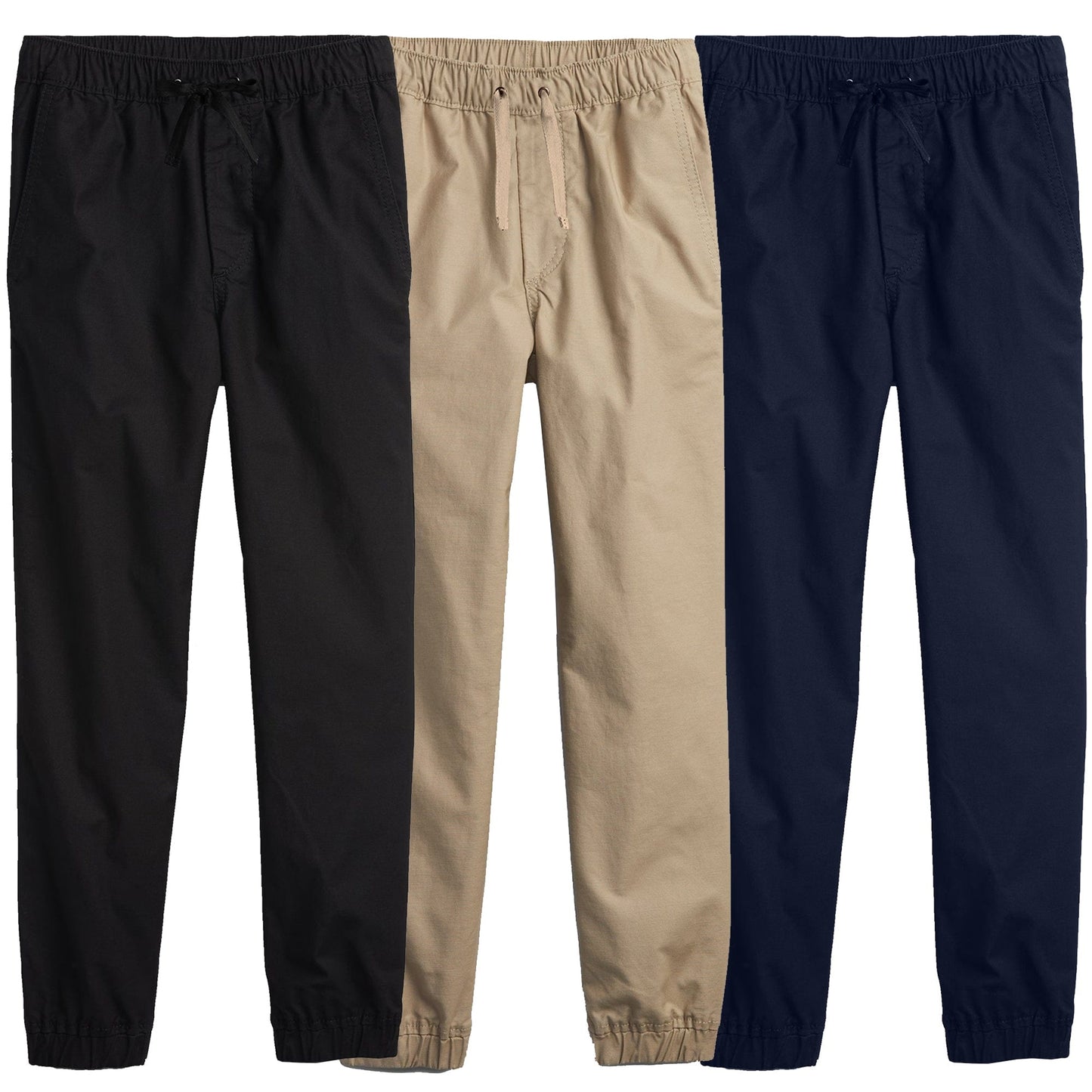 Boy's 3-Pack Slim Fitting Cotton Stretch Classic Twill Joggers - GalaxybyHarvic