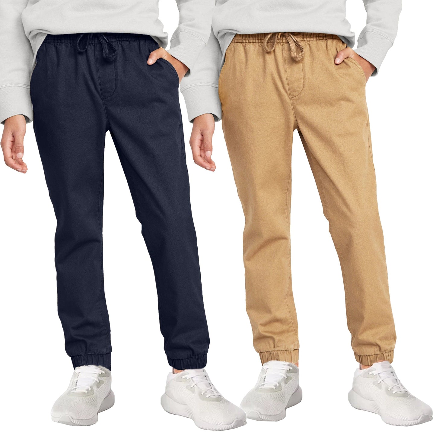 2-Pack Boy's Slim Fitting Cotton Stretch Classic Twill Joggers - GalaxybyHarvic