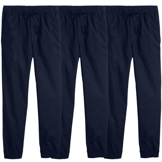 Boy's 3-Pack Slim Fitting Cotton Stretch Classic Twill Joggers - GalaxybyHarvic