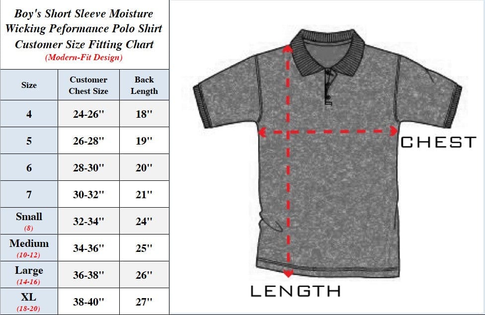 Boy's Short Sleeve Moisture Wicking Polo Shirt (Sizes 4-20) - GalaxybyHarvic
