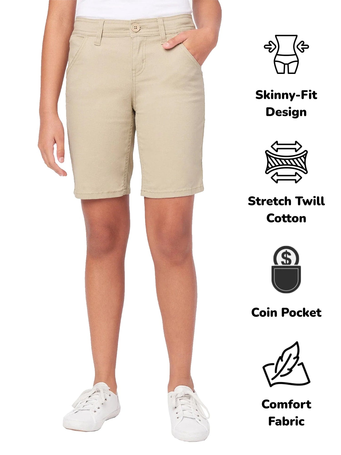 3-Pack Juniors School Uniform Super Stretch Bermuda Shorts - GalaxybyHarvic