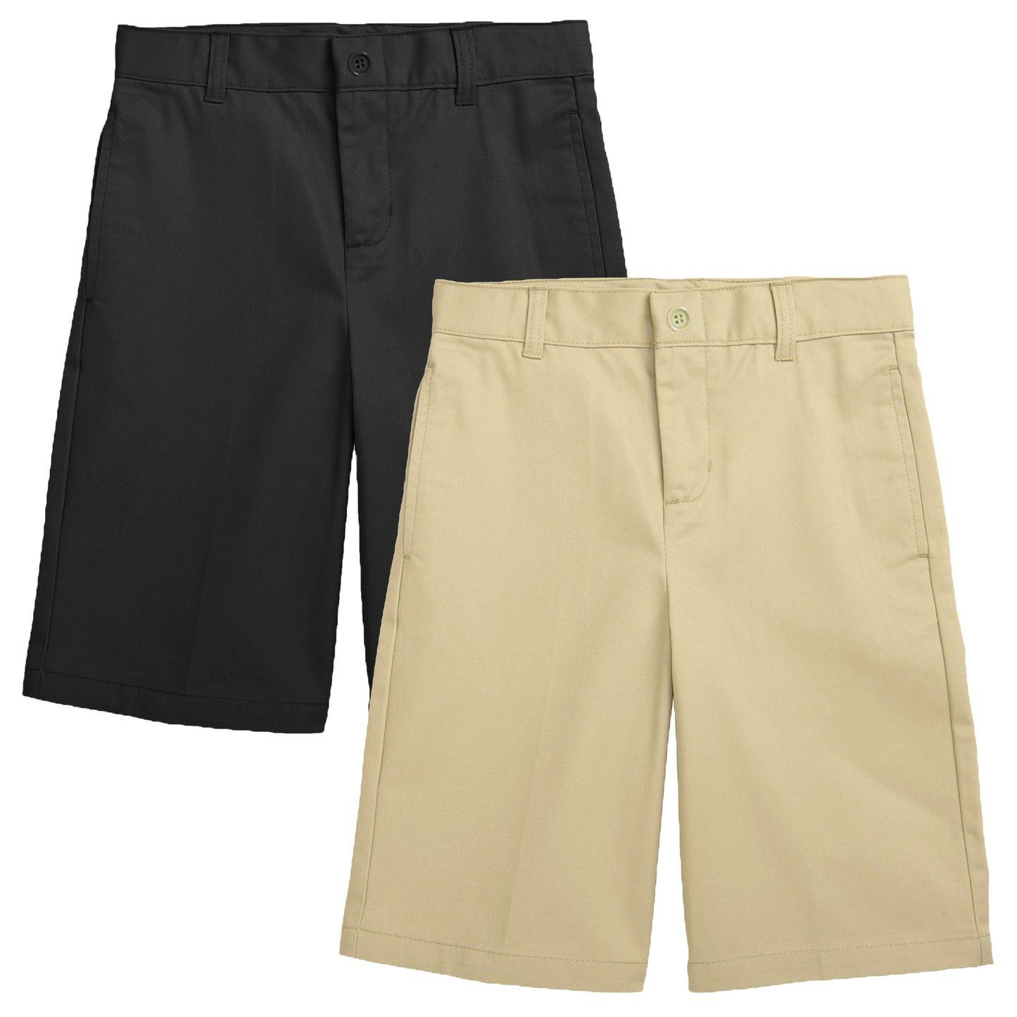 Boys (2-Pack) Stretch Flat Front Twill School Uniform Shorts - GalaxybyHarvic
