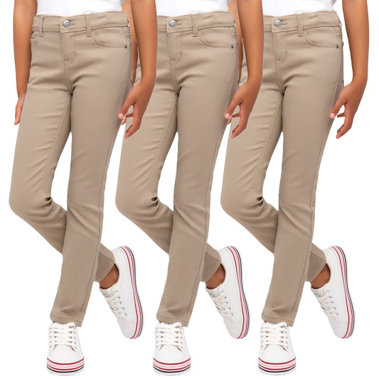 Girl's (3-PACK) Super Stretch Pencil Skinny Uniform Pants - GalaxybyHarvic