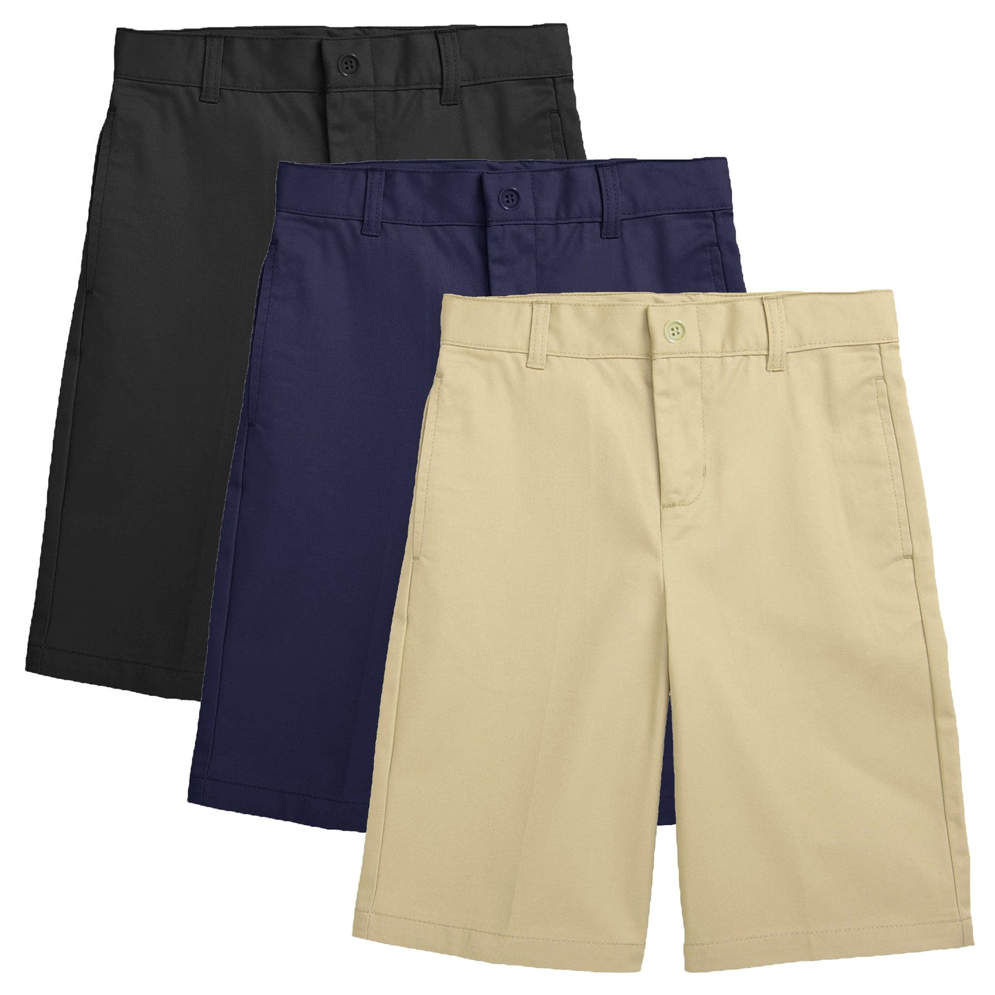 Boys (3-Pack) Stretch Flat Front Twill School Uniform Shorts - GalaxybyHarvic