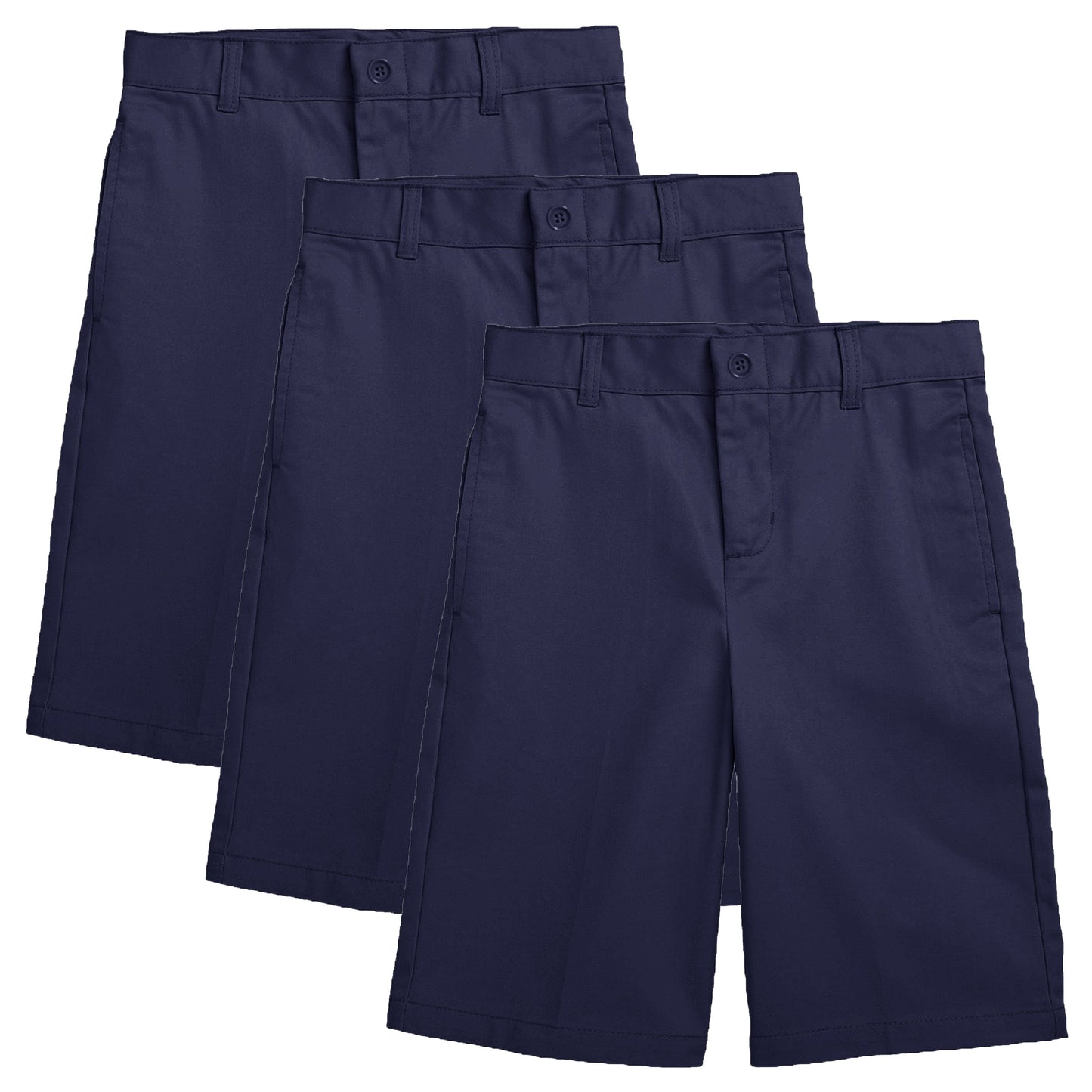 Boys (3-Pack) Stretch Flat Front Twill School Uniform Shorts - GalaxybyHarvic