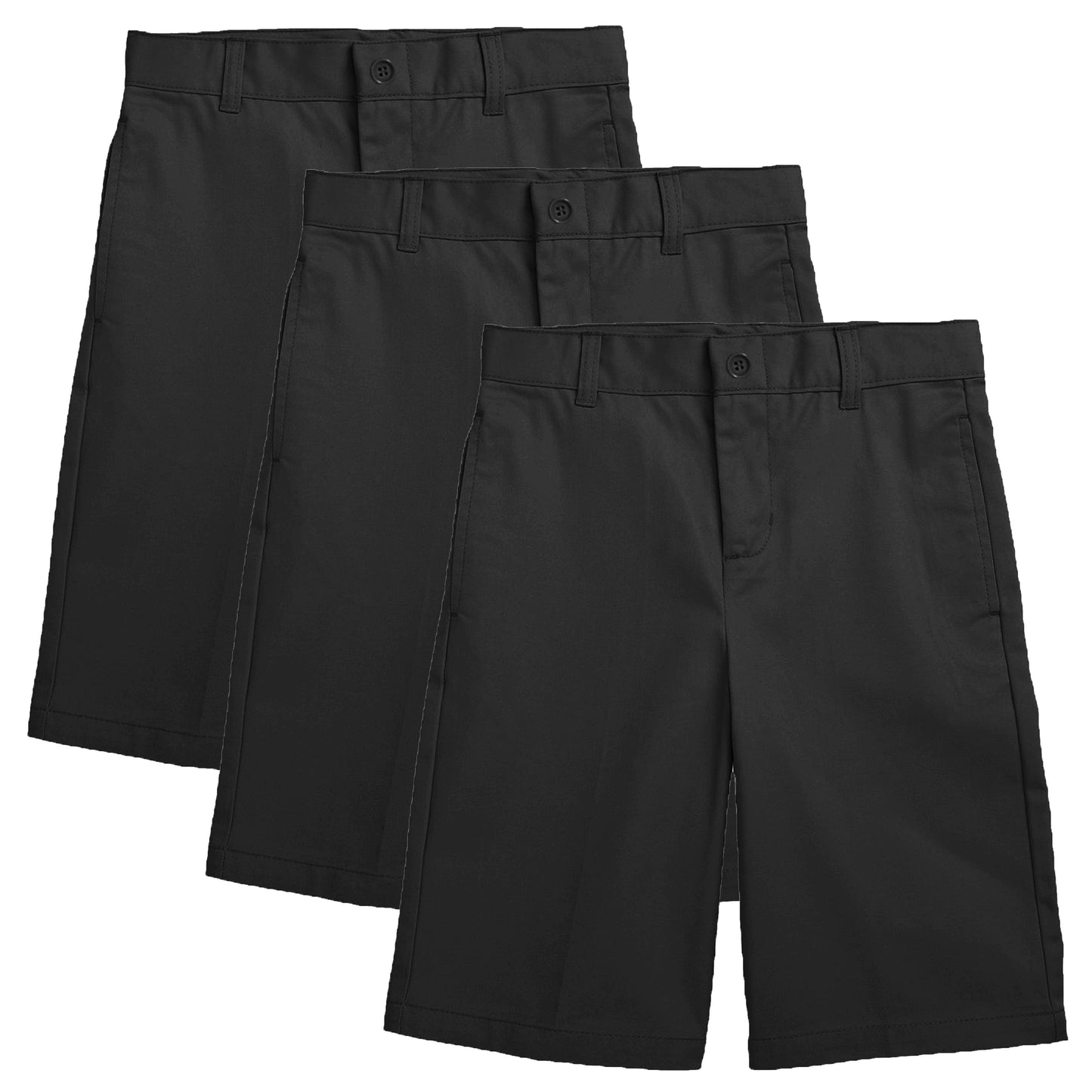 Boys (3-Pack) Stretch Flat Front Twill School Uniform Shorts - GalaxybyHarvic