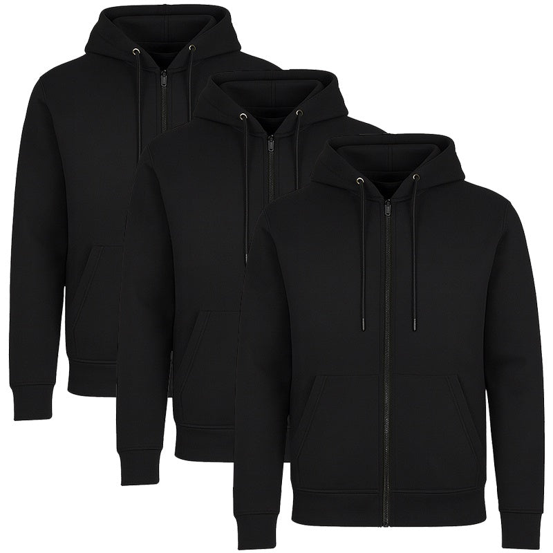 3-Pack Men’s Fleece-Lined Full-Zip Hoodie (S-3XL)