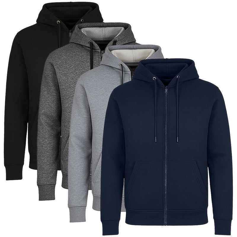 3-Pack Men’s Fleece-Lined Full-Zip Hoodie (S-3XL)