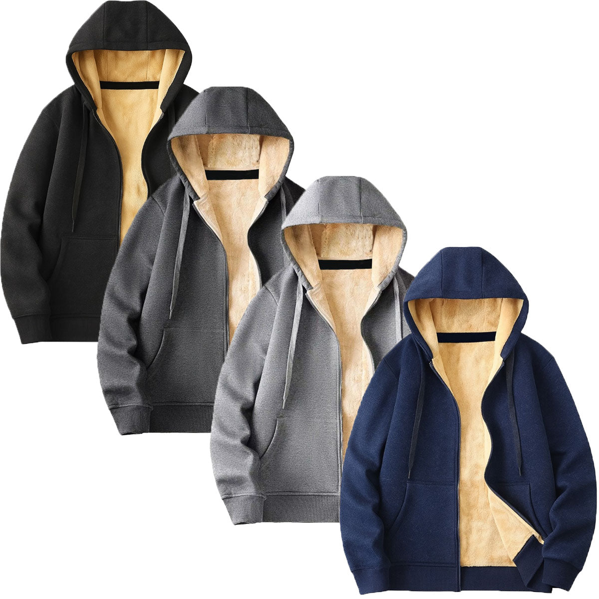 Mens Regular Fit Heavyweight Sherpa Fleece Lined Hoodie (S-2XL