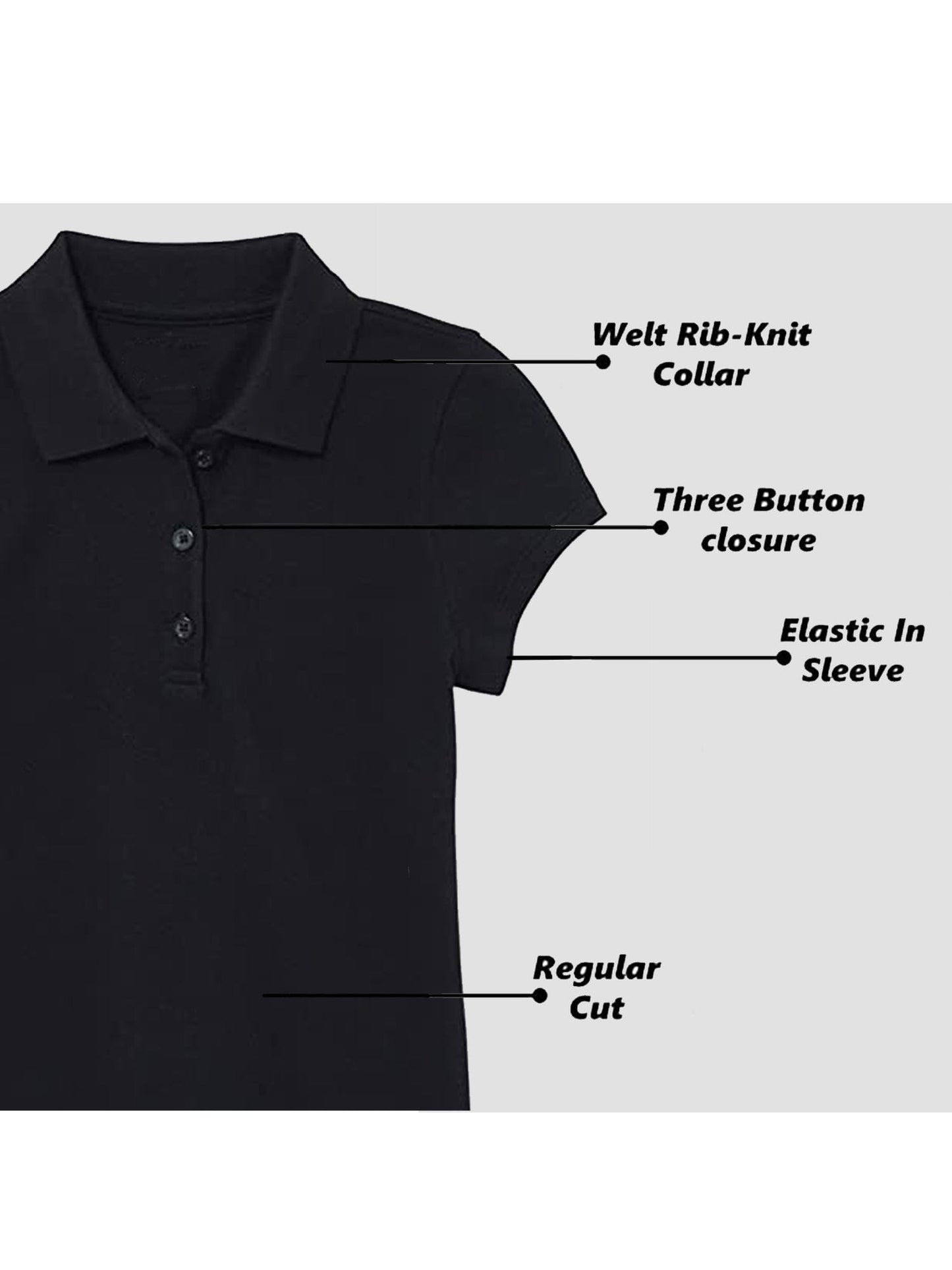 Girl's (3-PACK) Short Sleeve Polo Shirt (Sizes S-2X) - GalaxybyHarvic