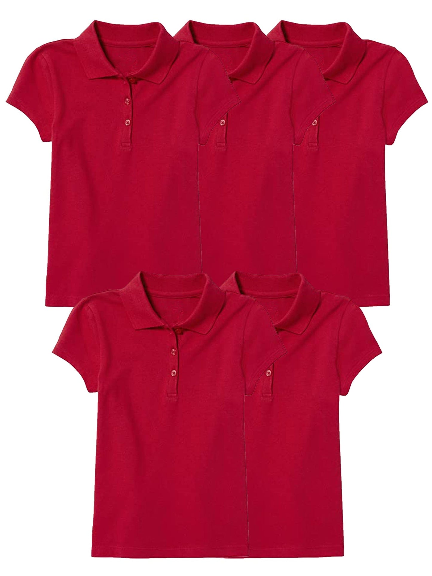 Girl's (5-PACK) Short Sleeve Polo Shirt (Sizes S-2X) - GalaxybyHarvic