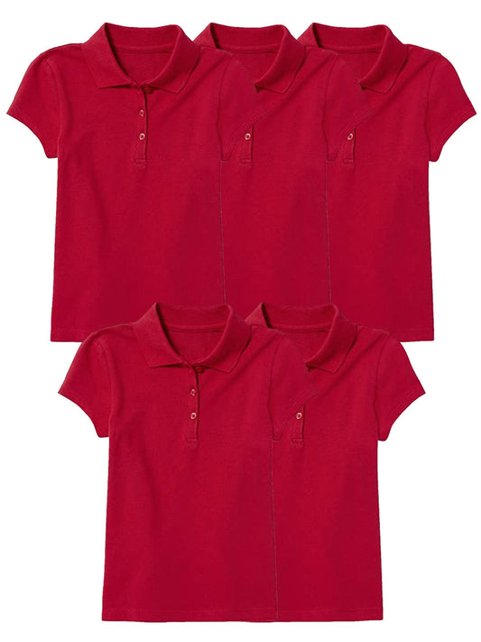 Girl's (5-PACK) Short Sleeve Polo Shirt (Sizes S-2X) - GalaxybyHarvic