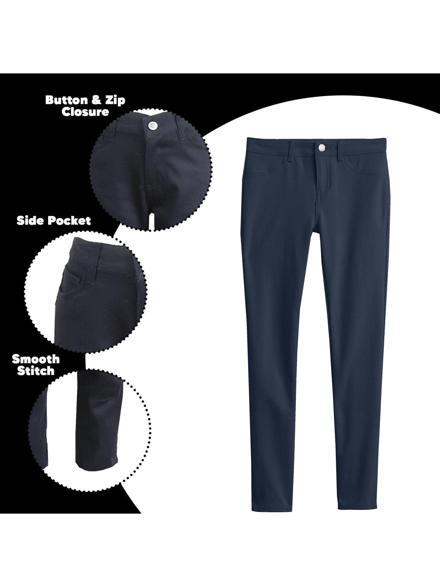 Girl's (3-PACK) Stretch Pencil Skinny Uniform Pants - GalaxybyHarvic