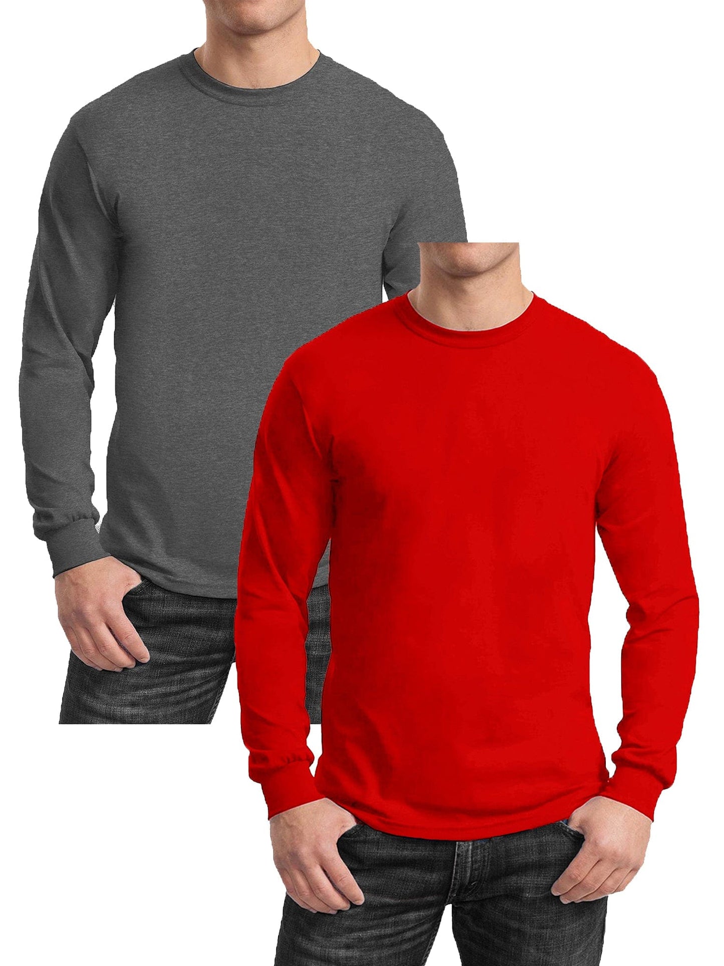 GBH Camiseta de manga larga de mezcla de algodón egipcio para hombre, paquete de 2 (S-2XL)