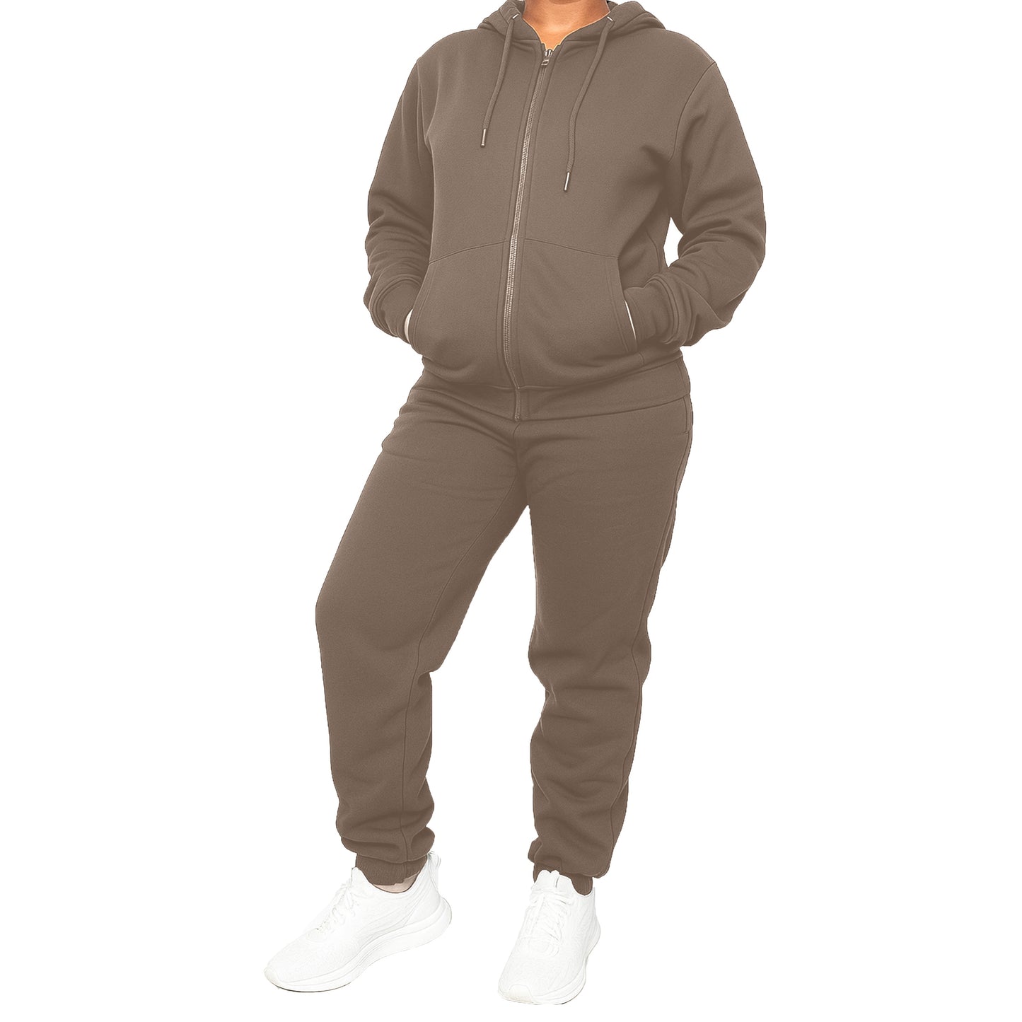 Women's 2-Piece Fleece-Lined Full Zip Oversize Loose Fit Hoodie & Jogger Track Set