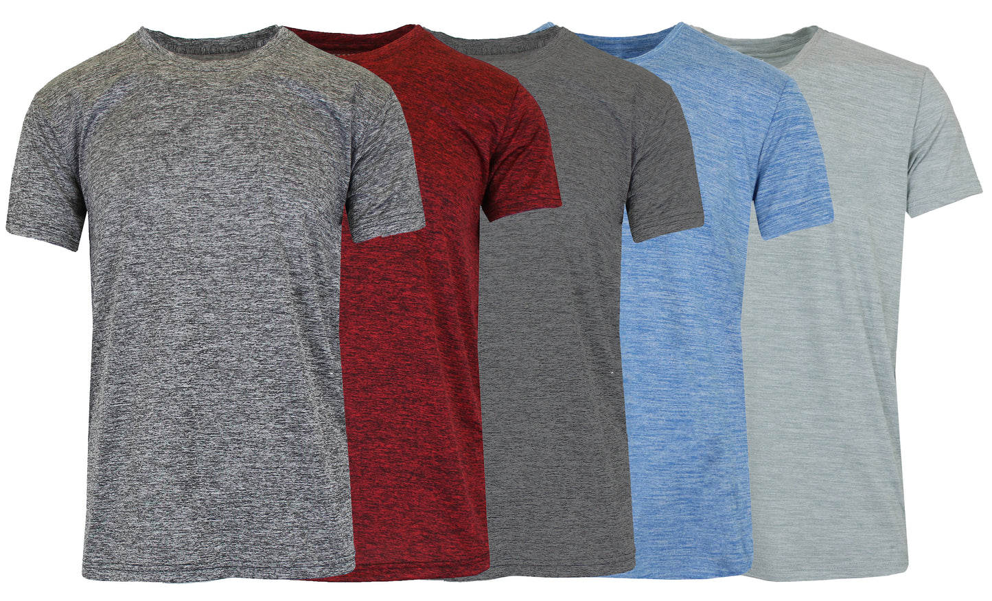 5-Pack Assorted Moisture-Wicking Marled Performance Tees – Stay Cool, Fresh & Comfortable