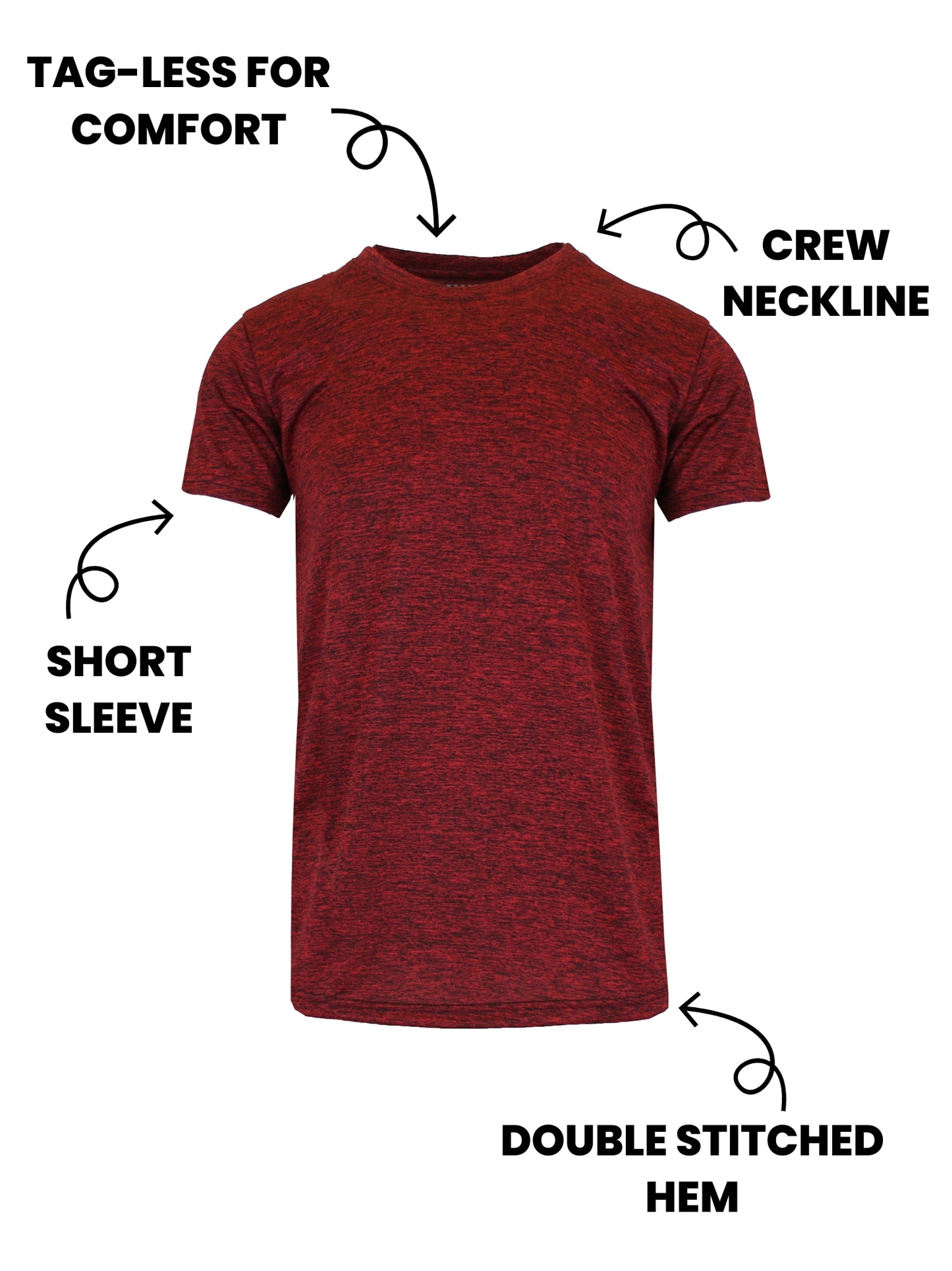 5-Pack Assorted Moisture-Wicking Marled Performance Tees – Stay Cool, Fresh & Comfortable