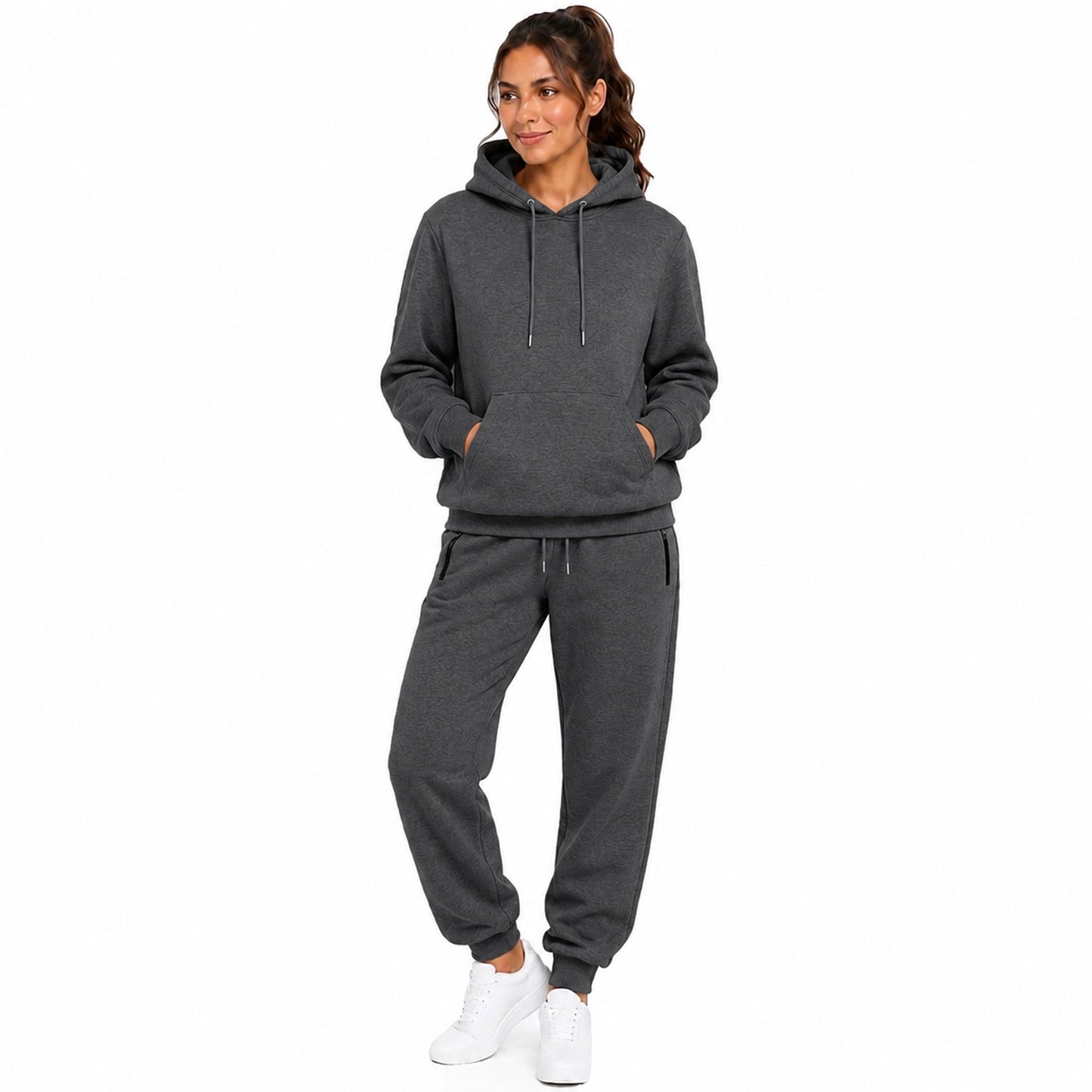 Women’s Soft Fleece Cotton Blend Loose Fit Pullover Hoodie & Sweatpants Jogging Set