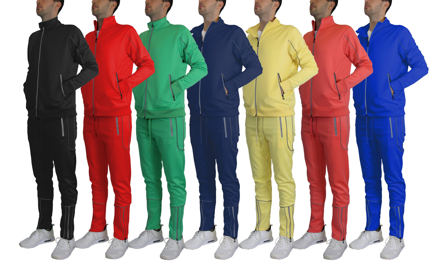 Men’s Moisture Wicking Quick Dry Performance Reflective Track Jacket & Jogger 2-Piece Set (Sizes, S-2XL) - GalaxybyHarvic
