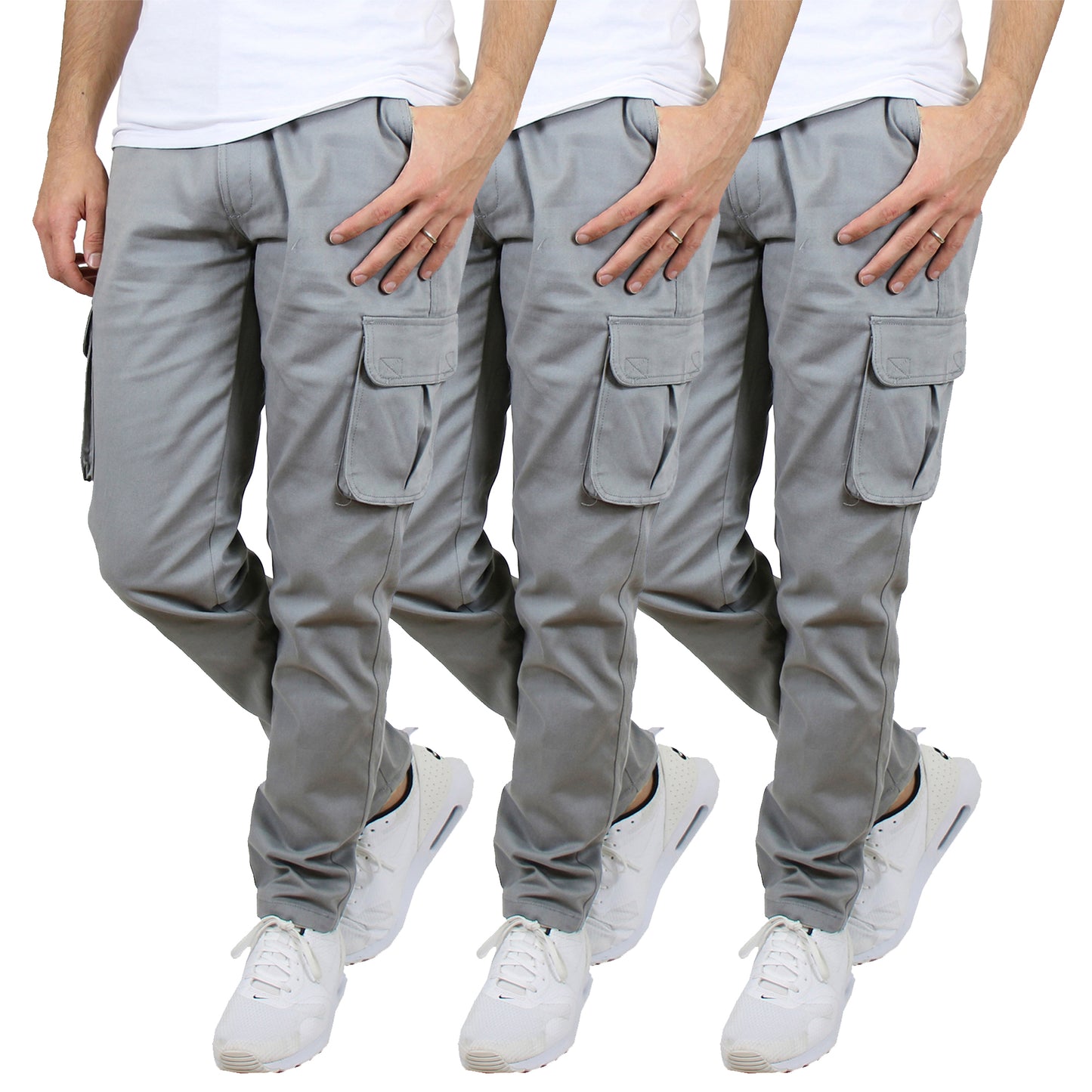 3-Pack Men's Flex-Stretch Cotton Cargo Pants – Comfortable, Durable & Versatile (31-Inch Inseam) - GalaxybyHarvic