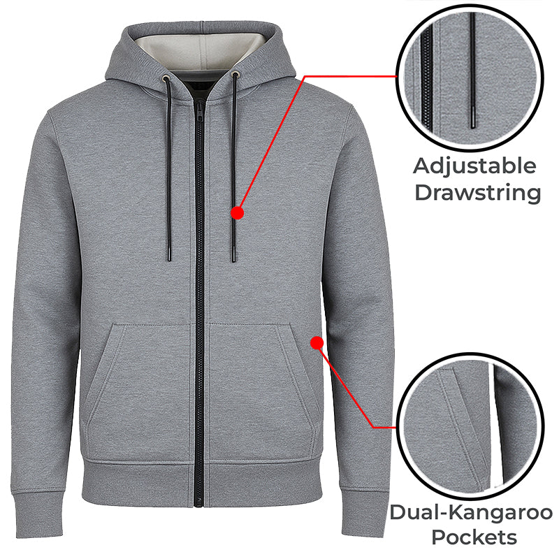 3-Pack Men’s Fleece-Lined Full-Zip Hoodie (S-3XL)