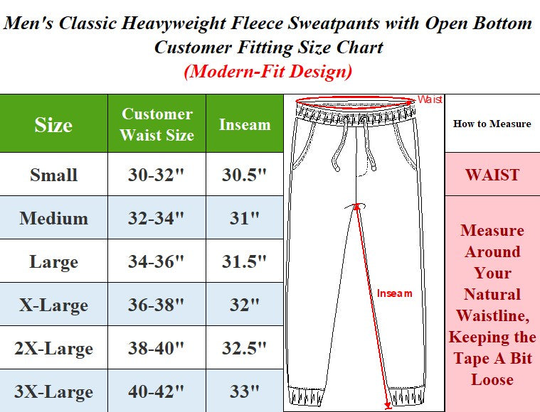 Men's Classic Heavyweight Fleece Sweatpants with Open Bottom (S-3XL)