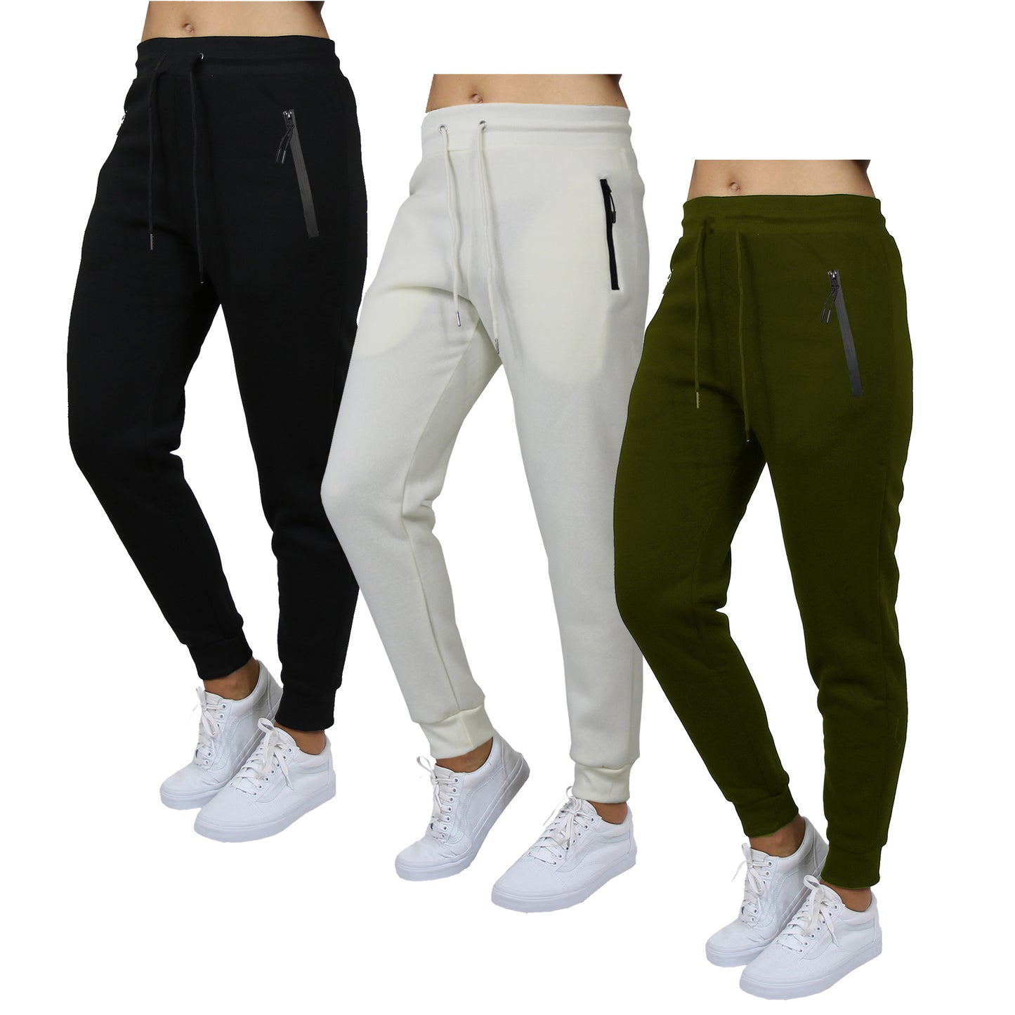 Galaxy by Harvic 3-Pack Women's Loose Fit Fleece Jogger Sweatpants (S-3XL)