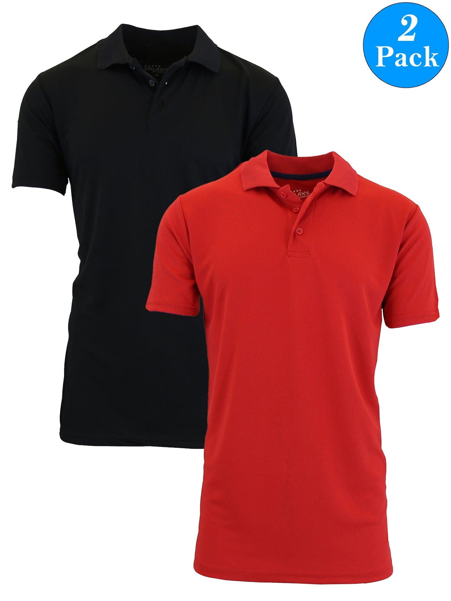 Men's Dry Fit Moisture-Wicking Polo Shirt (2-Pack) - GalaxybyHarvic